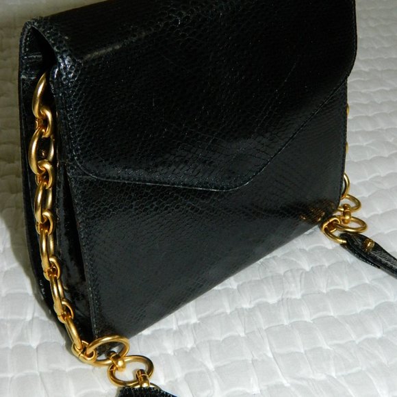 Donna Karan Black 100% Auth. Snake Skin Evening Bag - Picture 4 of 16